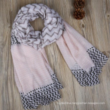 Fashion trends printed tribal polyester stripe Screen printing long wide polyester shawl head wrap floral scarves 2017